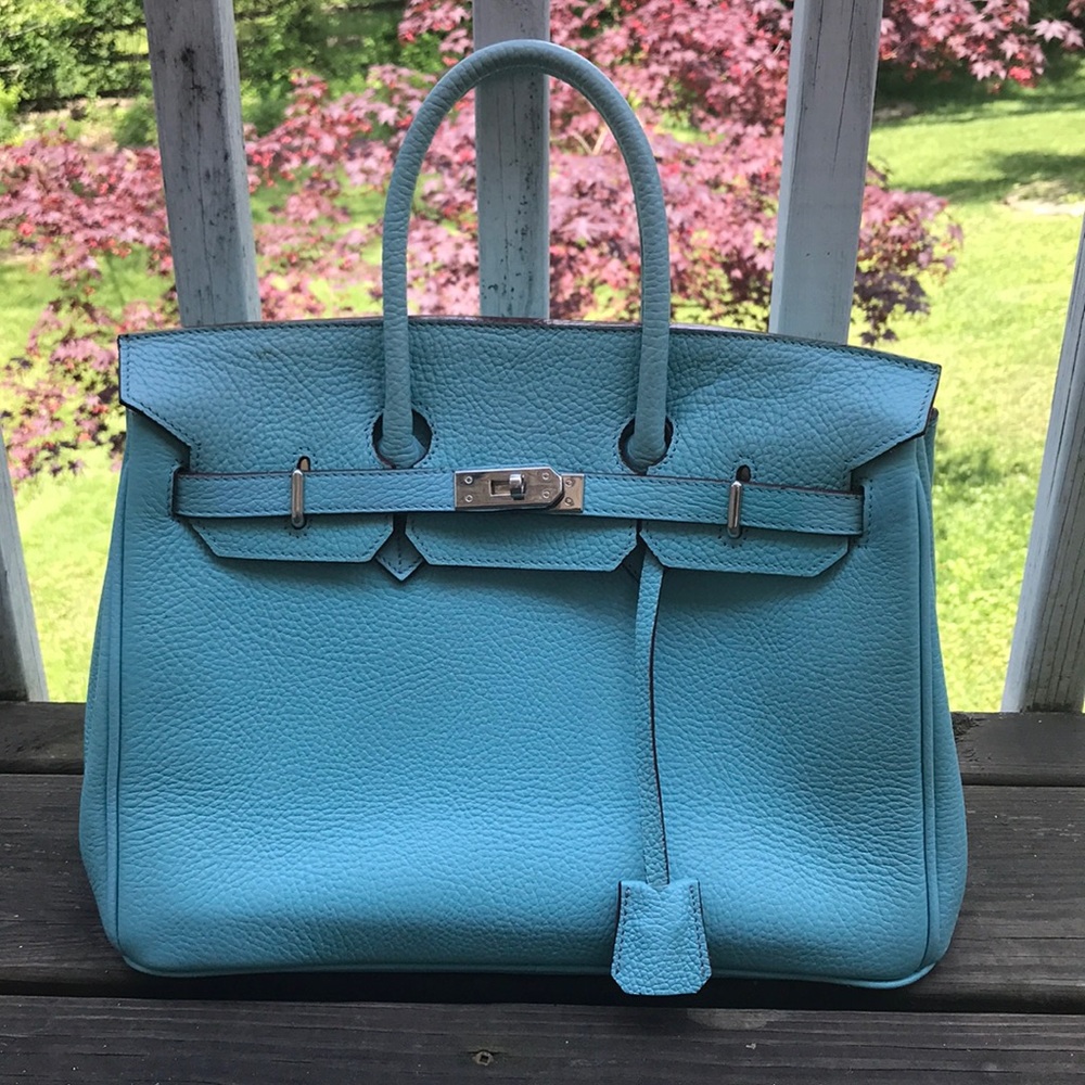 Classic Top Handle Structured Bag w Pebble Leather